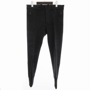 パンツ スラックス ジップフライ 無地 ウール チャコールグレー 44