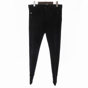 パンツ スラックス ジップフライ 無地 ウール 黒 ブラック 44