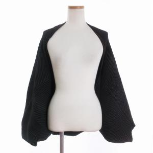 美品 ボレロ カーディガン プリーツ ドルマンスリーブ 9分袖 ボタンレス グラデーション 黒系 ブラック系 2