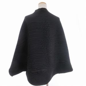 ISSEY MIYAKE 美品 ボレロ カーディガン プリーツ ドルマンスリーブ 9分袖 ボタンレス グラデーション 黒系 ブラック系 2