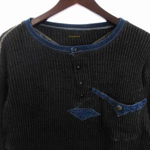 KAPITAL Tシャツ カットソー サーマル 長袖 ヘンリーネック ポケット デニム リネン グレー M