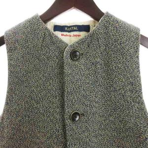 KAPITAL 中綿ベスト 前開き コットン リネン混 グレー XS