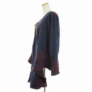 KAPITAL 変形 ニット カットソー 長袖 ウール 総柄 紺 ネイビー系