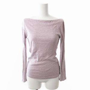 ニット セーター 長袖 トップス 無地 M 紫 パープル