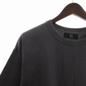 Y's ヨウジヤマモト Tシャツ カットソー 半袖 クルーネック ロゴプリント 反転 チャコールグレー AA