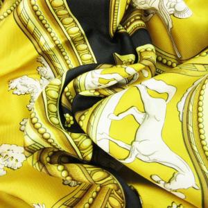 HERMES HIGH-PERCH カレ90 スカーフ 大判 総柄 黄 黒 イエロー ブラック 小物
