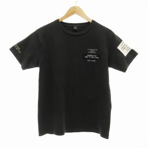 ステンシル＆パッチ ネイビー Tシャツ 半袖 ミリタリー プリント アップリケ M 黒 ブラック 6193403