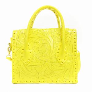 CARVING TRIBES 2WAY ショルダーバッグ ハンド ミニ レザー 総柄 黄色 イエロー