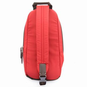 COACH 美品 スリングバッグ ボディー ショルダー ロゴ レザーチャーム 赤 レッド 茶 ブラウン F1282