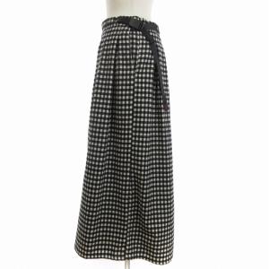GRAMiCCi WOOL PLEATED SKIRT プリーツスカート ロング丈 ギンガムチェック G2FW-SK015 黒 ブラック M