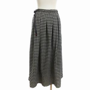 GRAMiCCi WOOL PLEATED SKIRT プリーツスカート ロング丈 ギンガムチェック G2FW-SK015 黒 ブラック M