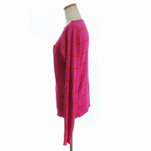 MUVEIL ハートパッチプルオーバー リブニット セーター 長袖 ボーダー ピンク  38