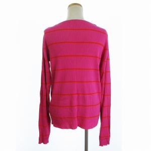 MUVEIL ハートパッチプルオーバー リブニット セーター 長袖 ボーダー ピンク  38