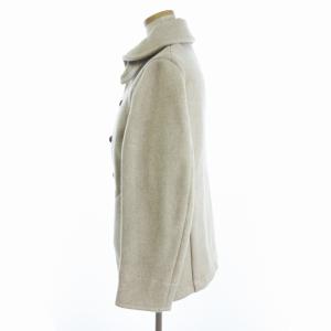 DANTON 美品 ウールモッサ 丸衿ショートコート ワンポイント JD-8243 ベージュ 36