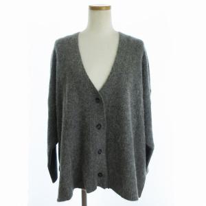 美品 カーディガン ニット セーター 前開き Vネック フォックス 無地 グレー F