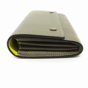 CELINE マルチファンクション 長財布 小銭入れ カード入れ レザー フラップ バイカラー グレー イエロー 小物 AA