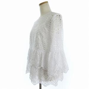 Diagram タグ付き ジョーゼット カットワーク トップ ブラウス 0321241011-00 白 ホワイト 36 S位