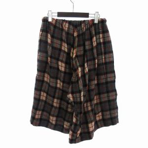 Tao イージー ガウチョパンツ チェック ウール リネン混 ウエストゴム TH-P015 赤 レッド S