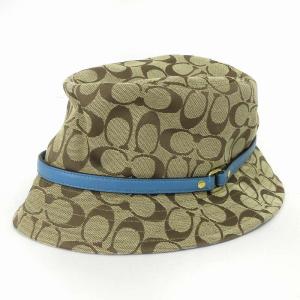 COACH シグネチャー バケットハット キャンバス 総柄 青 ブルー ベージュ 帽子 SM3