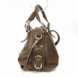 TOD'S ショルダーバッグ ハンド 2WAY 斜め掛け レザー ロゴ プレート 茶 ブラウン 鞄 SM3