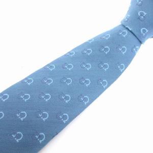 タグ付き ネクタイ レギュラータイ シルク混 ガンチーニ柄 総柄 青 ブルー 小物 SM3