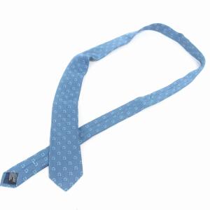 Salvatore Ferragamo タグ付き ネクタイ レギュラータイ シルク混 ガンチーニ柄 総柄 青 ブルー 小物 SM3