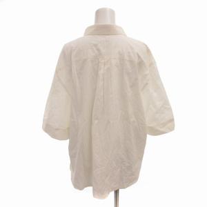 Leilian ヴィンテージ シャツ ブラウス 大きいサイズ 金ボタン 刺繍 半袖 15+ XXL 白 ホワイト