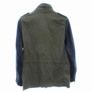 HYSTERIC GLAMOUR ミリタリージャケット 袖フェイクレザー ジップアップ コットン カーキ F アウター GY09