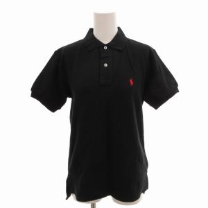 ポロシャツ カットソー ポニー刺繍 半袖 M 黒 ブラック