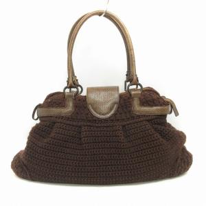 Salvatore Ferragamo トートバッグ 肩掛け ニット生地 EZ-21 5803 茶 ブラウン 鞄