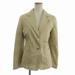 銀タグ テーラードジャケット ブレザー 長袖 コットン 金ボタン ベージュ 38 M位 GY09