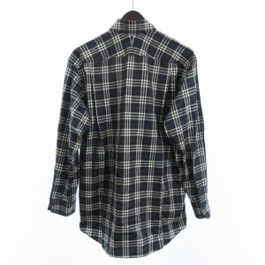 BURBERRY LONDON シャツ 長袖 チェック コットン グレー ホワイト ブルー系 M GY09
