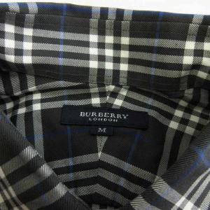 BURBERRY LONDON シャツ 長袖 チェック コットン グレー ホワイト ブルー系 M GY09