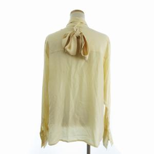 CHANEL シャツ ブラウス 長袖 ボウタイ 無地 アイボリー GY09 AA