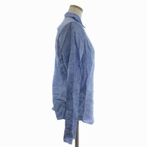 ESTNATION シャンブレーシャツ hブラウス 長袖 麻 青 ブルー 40 L位 GY09