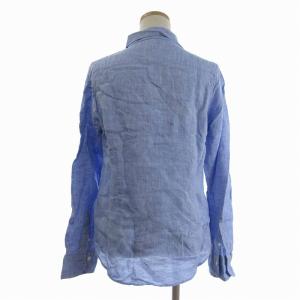 ESTNATION シャンブレーシャツ hブラウス 長袖 麻 青 ブルー 40 L位 GY09