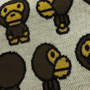 A BATHING APE BABY MILO マフラー ストール フリンジ 総柄 ウール混 グレー系 小物 GY12
