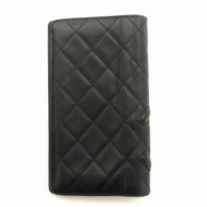 CHANEL 長財布 カンボン マトラッセ ココマーク A26717 レザー エナメル 黒 ブラック ウォレット GY12 AA