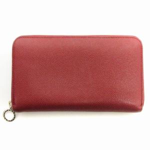 BVLGARI 長財布 ラウンドファスナー レザー 赤 レッド ウォレット GY12 AA