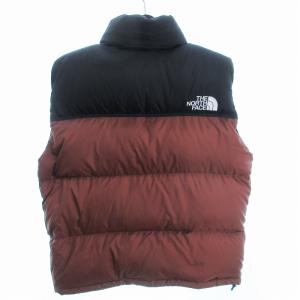 THE NORTH FACE ヌプシベスト ダウン ジップアップ 刺繍ロゴ ND92338 ナイロン バイカラー 黒 茶系 ブラック ブラウン系 L