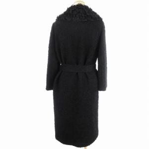 DOLCE&GABBANA ツイードコート ロング ウールファー モヘヤ混 黒 ブラック 38 S位 SM1