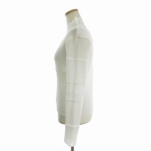 ISSEY MIYAKE 美品 プリーツ カットソー Tシャツ 長袖 ハイネック スクエア IM84-FJ917 白 ホワイト M AA