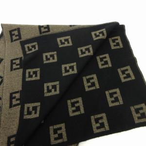 FENDI マフラー ストール ズッカ柄 総柄 黒 ブラック 茶 ブラウン 小物 AA