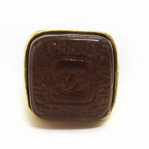 CHANEL ヴィンテージ リング ココマーク 異素材 ゴールドカラー 11号