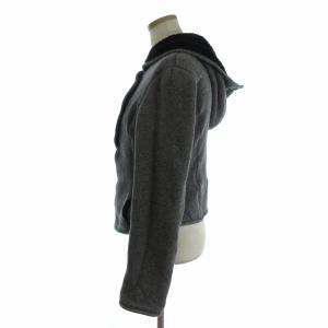 GIORGIO ARMANI ニットパーカー 長袖 変形 無地 裏起毛 フロントボタン グレー 40