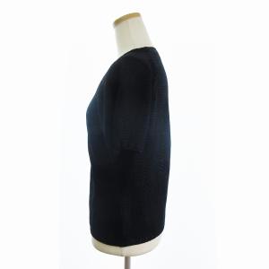YVES SAINT LAURENT ニット カットソー 半袖 無地 紺 ネイビー L