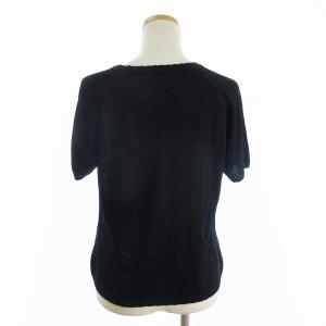 YVES SAINT LAURENT ニット カットソー 半袖 無地 紺 ネイビー L