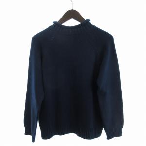 GIORGIO ARMANI ニット セーター 長袖 ボトルネック コットン 無地 紺 ネイビー 46