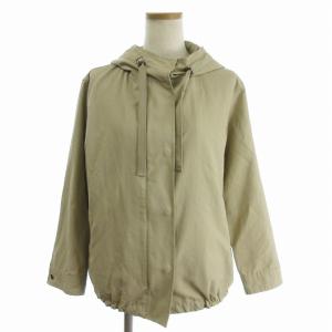 ジップアップジャケット ブルゾン フード 比翼 無地 ベージュ 34