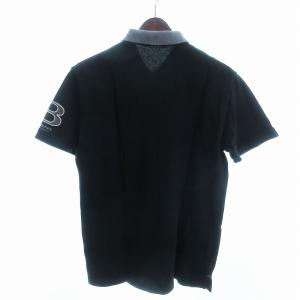 BURBERRY BLACK LABEL ポロシャツ カットソー 半袖 ワンポイント 刺繍ロゴ コットン 黒 ブラック 3